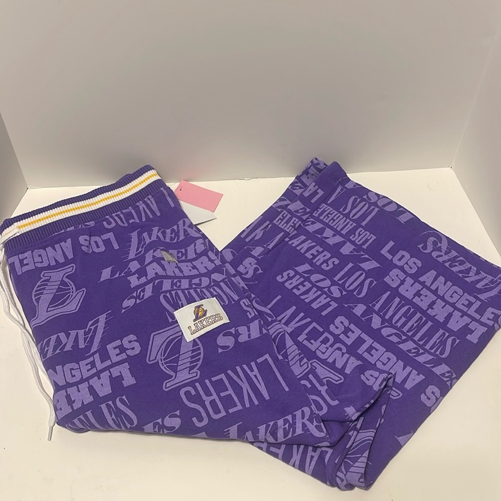 NBA Los Angeles Lakers Sweatpants Women’s XL Purple Drawstring All Over Print
